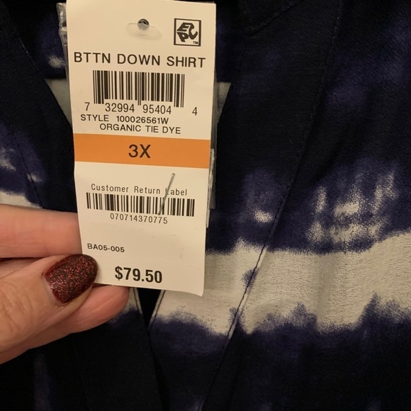 NWT INC tie dye button up long sleeved 2X - Picture 9 of 10